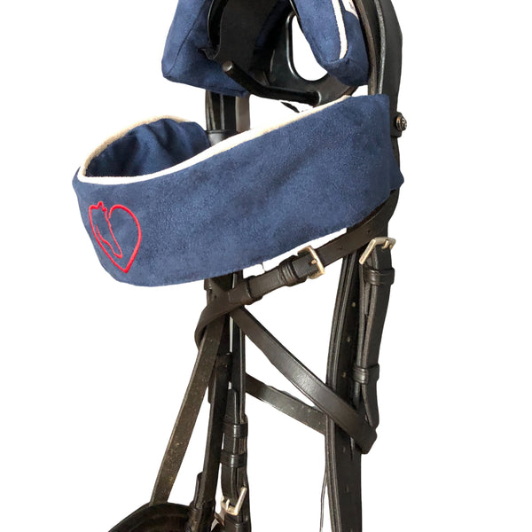 BrowBandana Horse & Heart in DARK BLUE STRAIGHT 13"