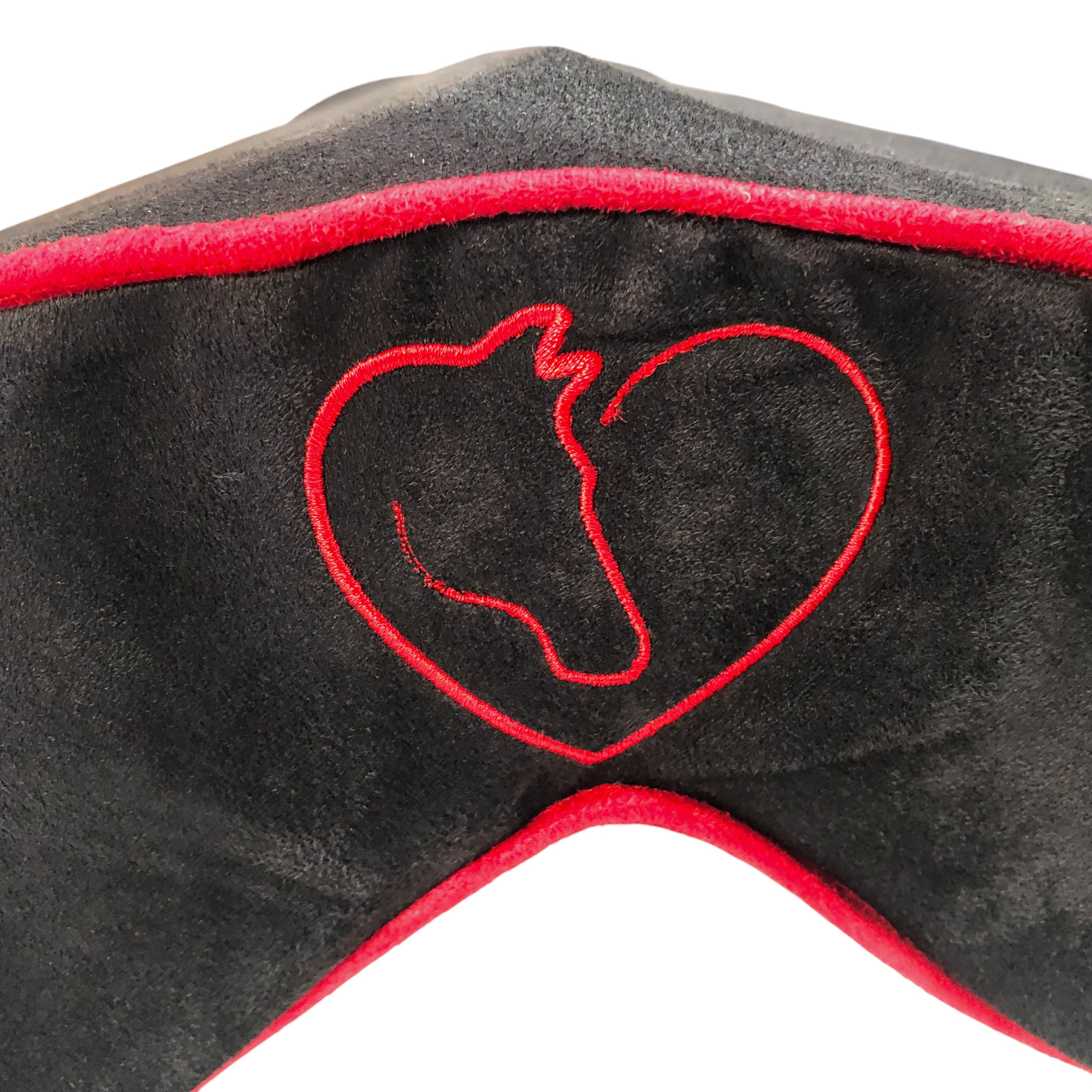 SaddleMattress TM Vertex Horse and Heart in Black with Lipstick Piping