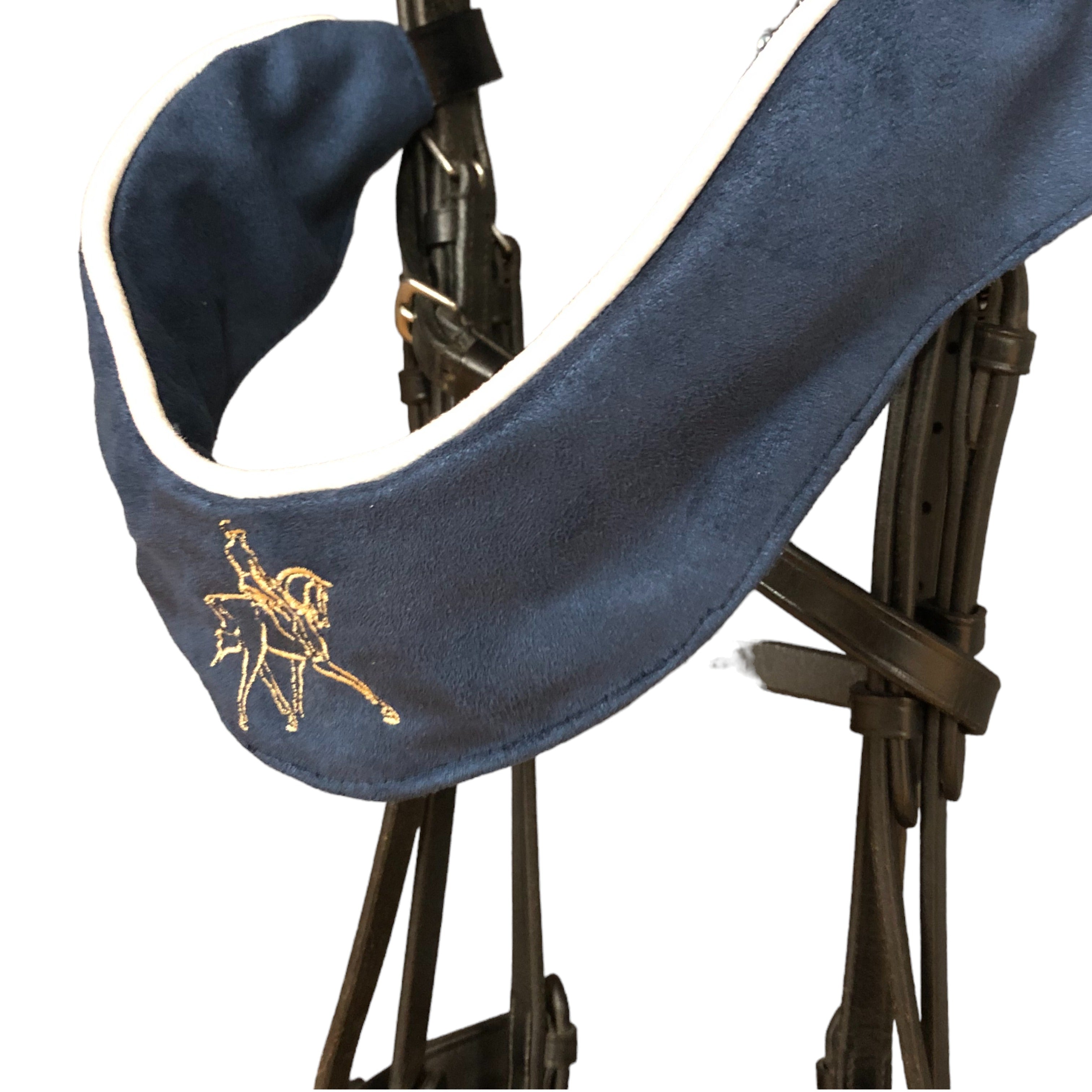 BrowBandana Dressage horse Medium Trot in DARK BLUE CURVED 12"