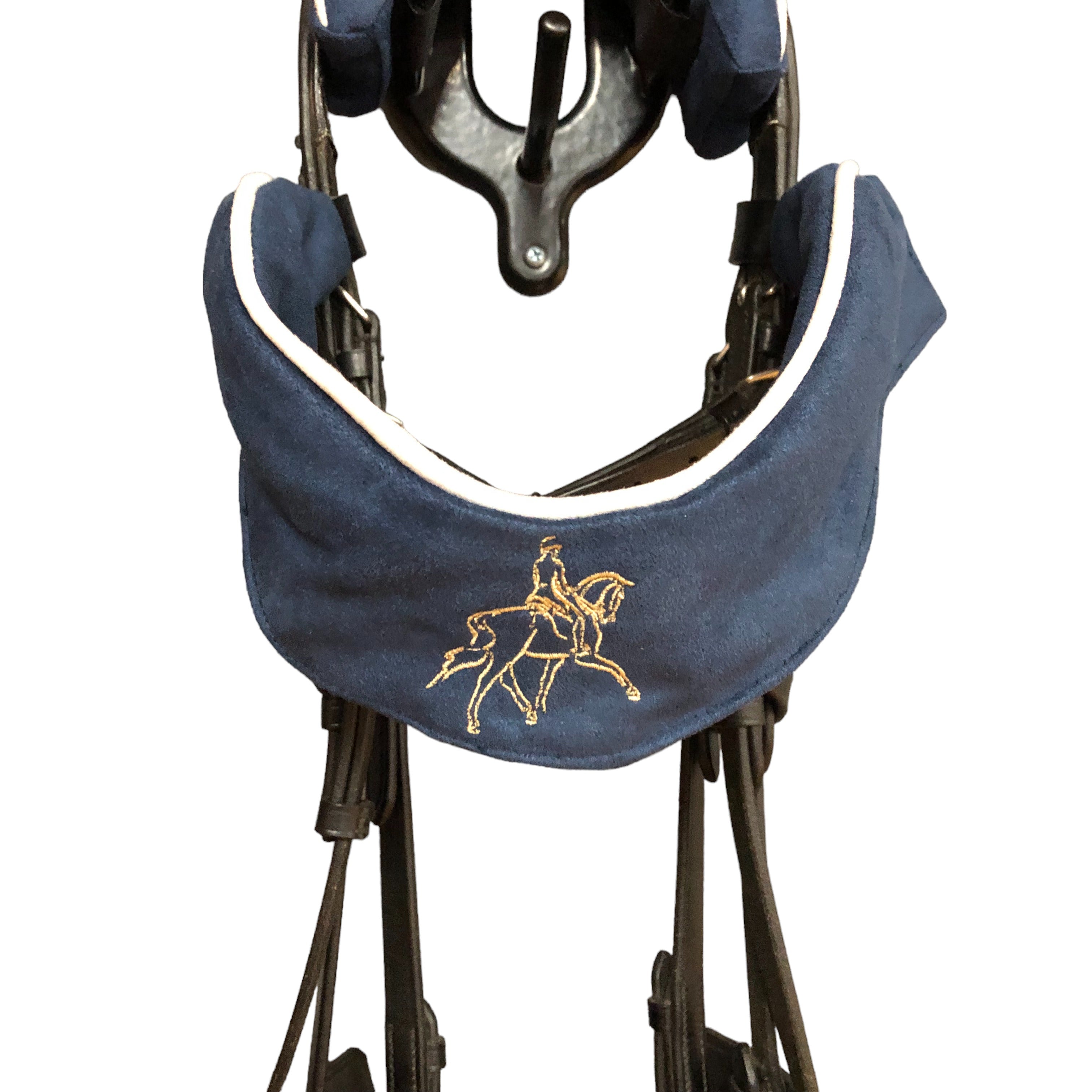 BrowBandana Dressage horse Medium Trot in DARK BLUE CURVED 12"