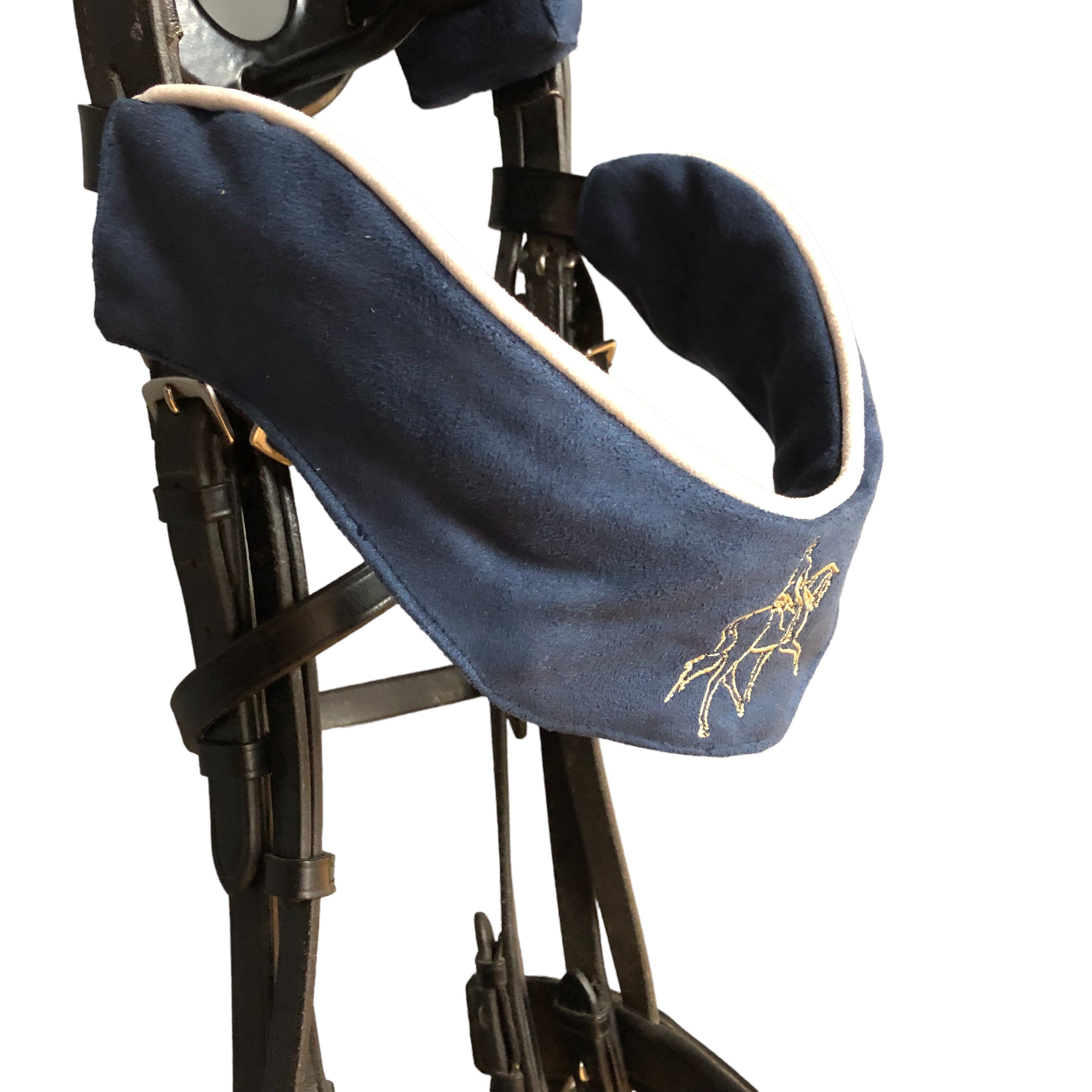 BrowBandana Dressage horse Medium Trot in DARK BLUE CURVED 12"