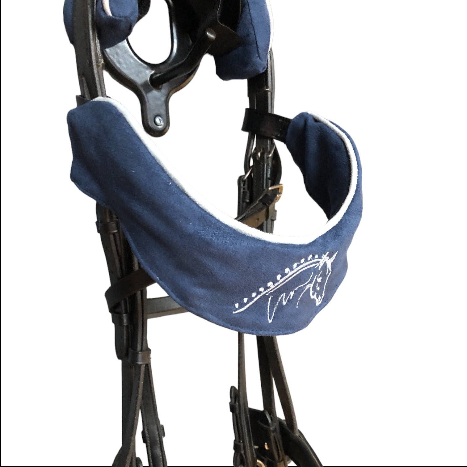 BrowBandana Show Horse in DARK BLUE STRAIGHT 14"