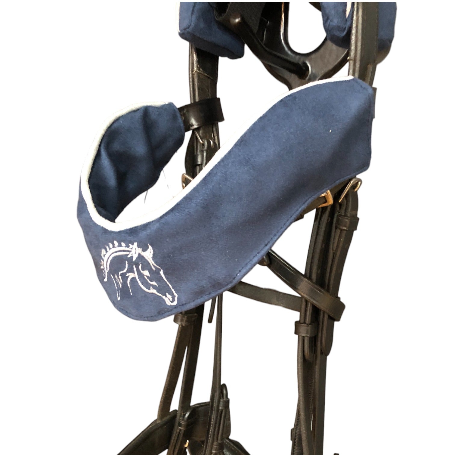 BrowBandana Show Horse in DARK BLUE STRAIGHT 14"