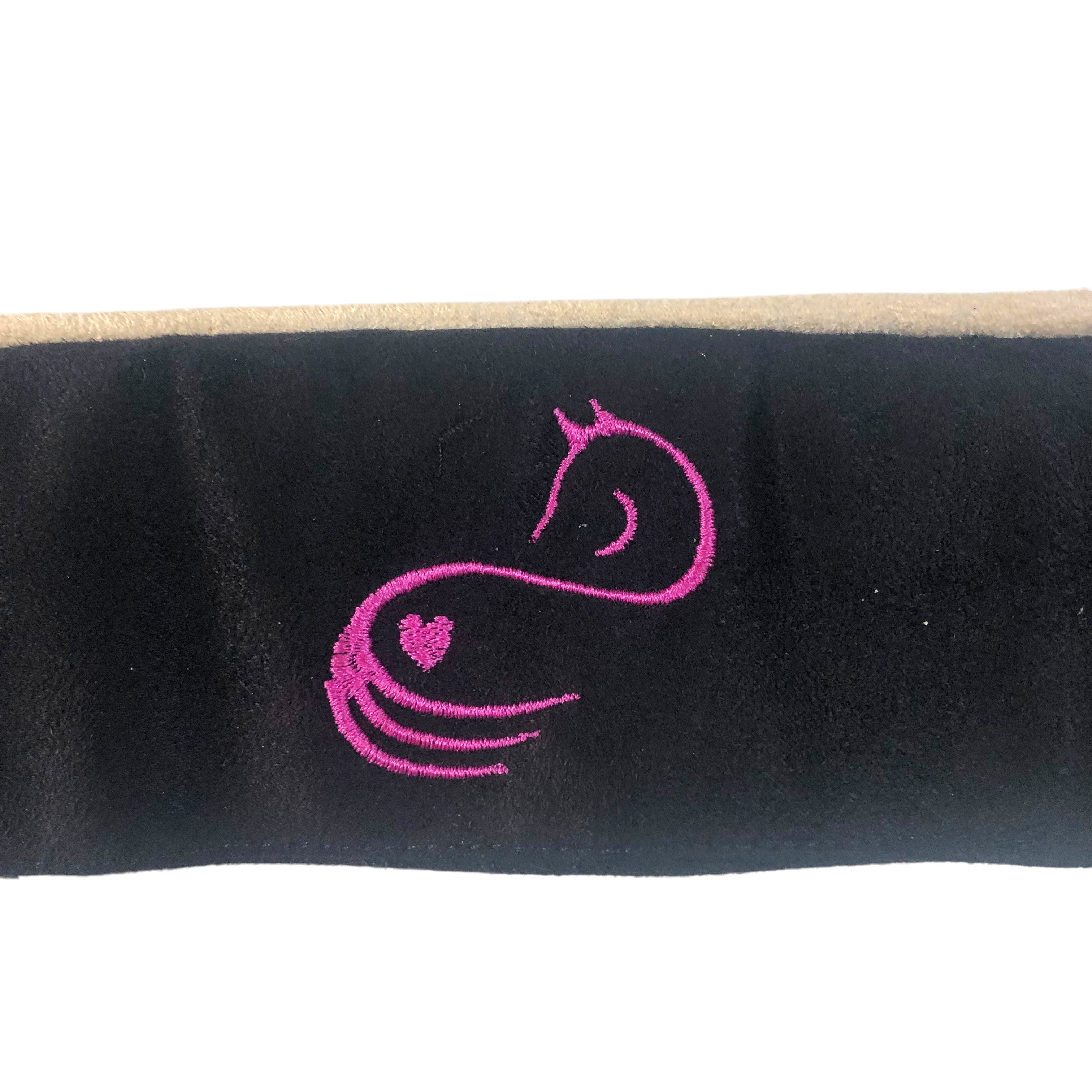 BrowBandana Pink Horse in BLACK STRAIGHT 14"