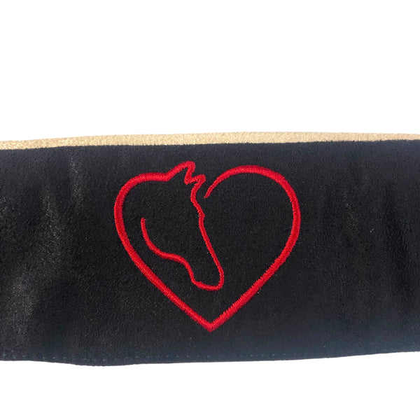 BrowBandana Horse & Heart in BLACK STRAIGHT 14"
