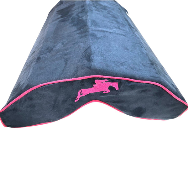 SaddleMattress Vertex Pink Jumping Horse and Rider in Dark Blue