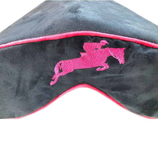 SaddleMattress Vertex Pink Jumping Horse and Rider in Dark Blue