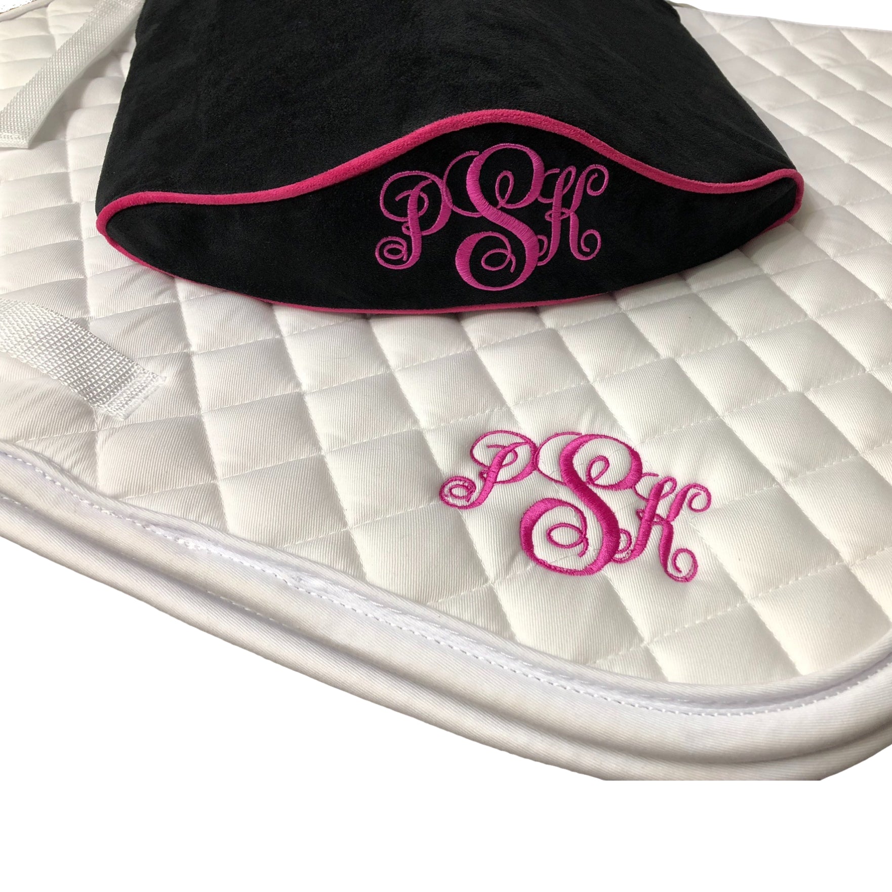SaddleMattress TM Supreme - Personalized in Black or Dark Blue with matching White Saddle Pad