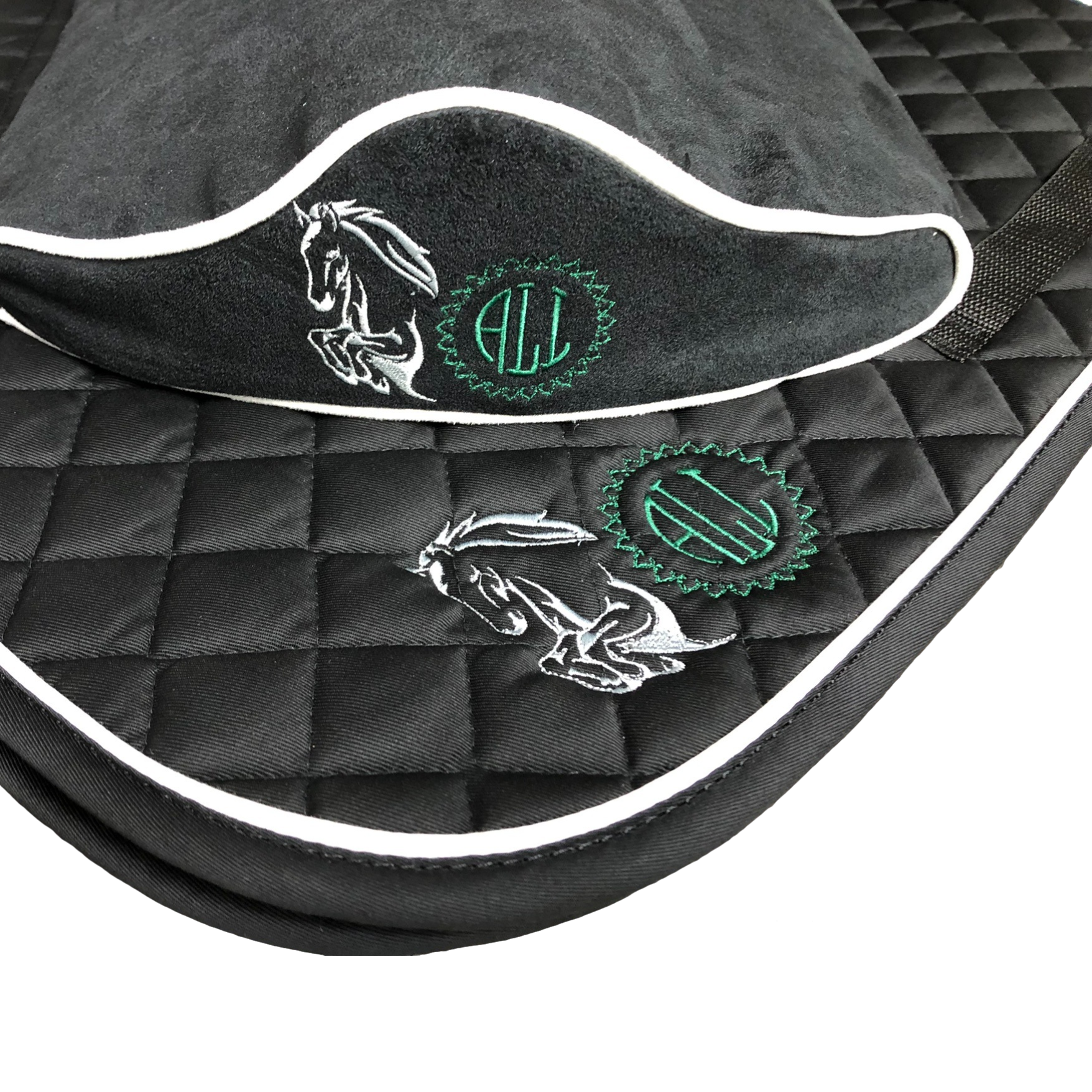 SaddleMattress TM Supreme - Personalized in Black or Dark Blue with matching Black Saddle Pad