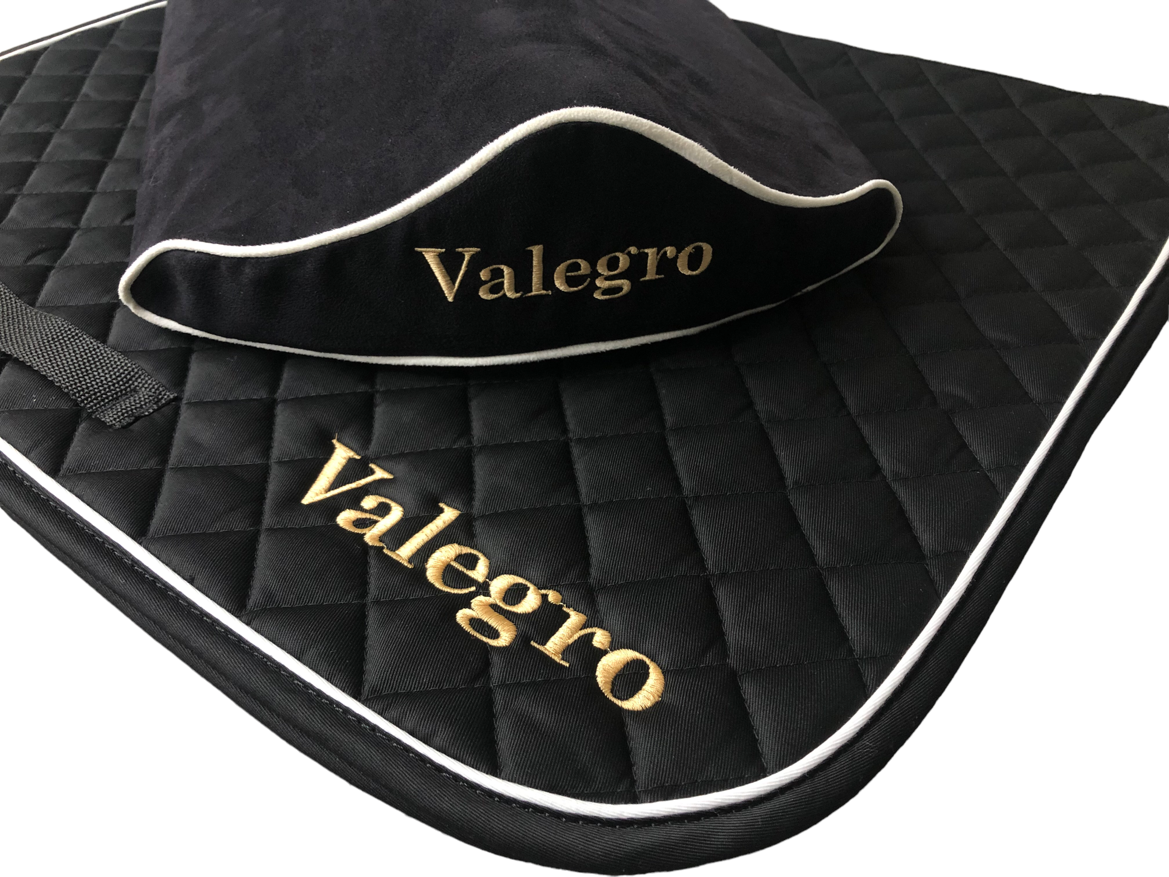 SaddleMattress TM Supreme - Personalized in Black or Dark Blue with matching Black Saddle Pad