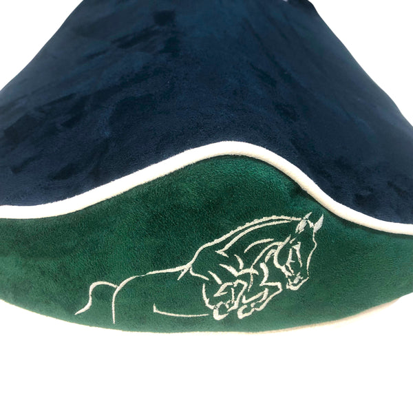 SaddleMattress TM Supreme Braided Jumper NAVY Cover with Hunter Green end panel