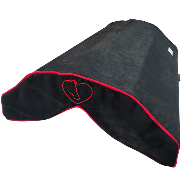 SaddleMattress TM Vertex Horse and Heart in Black with Lipstick Piping