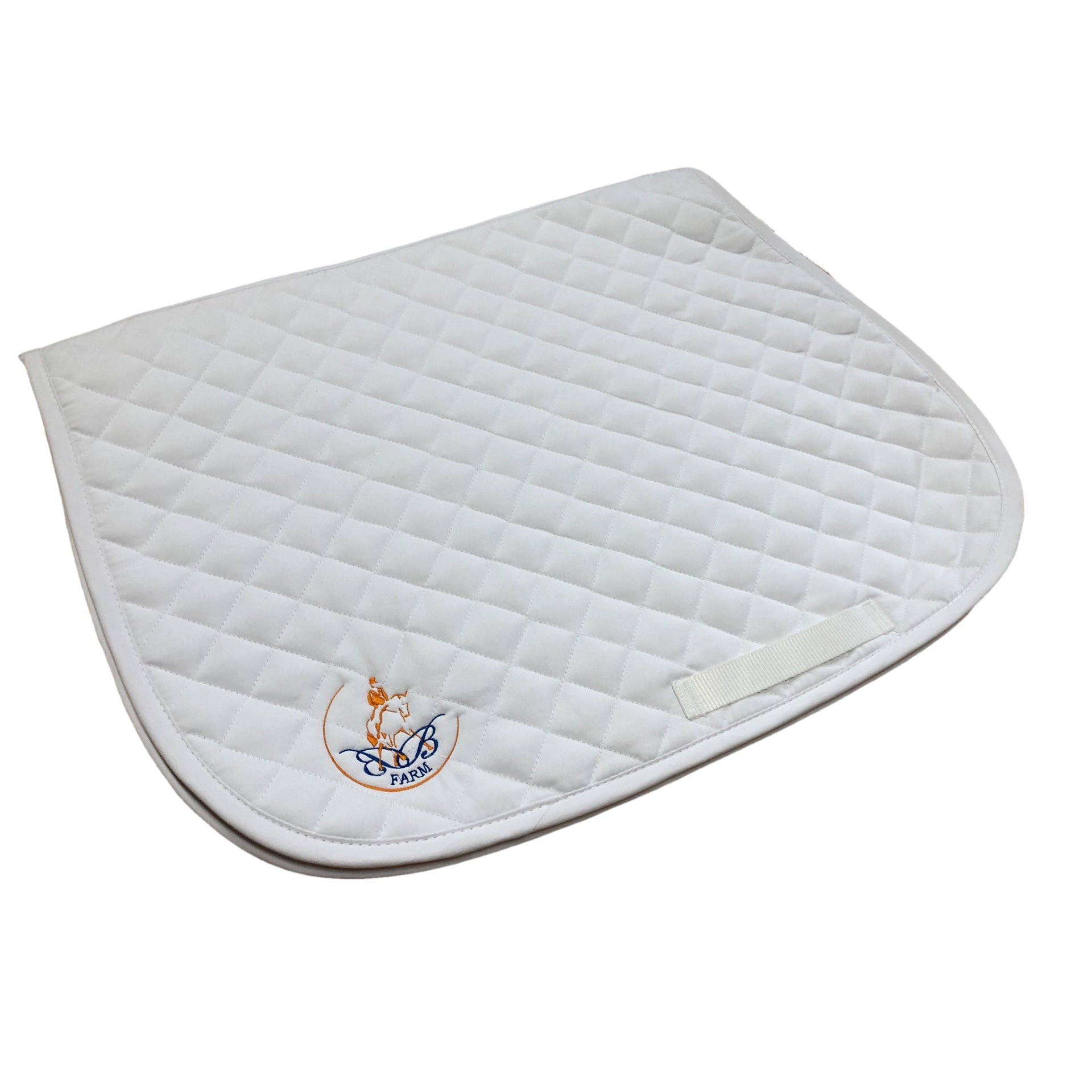 White Saddle Pad embroidered both sides - Your Own LOGO