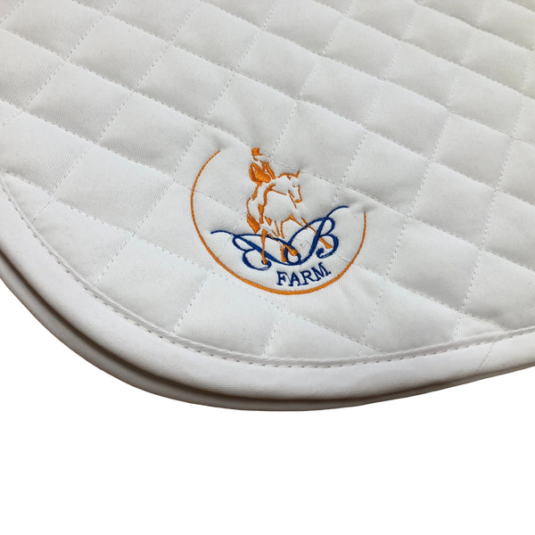 White Saddle Pad embroidered both sides - Your Own LOGO