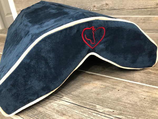 SaddleMattress Vertex Horse & Heart in Dark Blue with Cream Piping