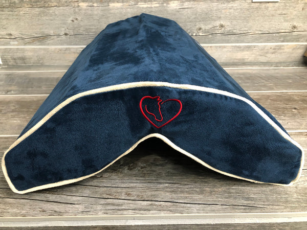 SaddleMattress Vertex Horse & Heart in Dark Blue with Cream Piping