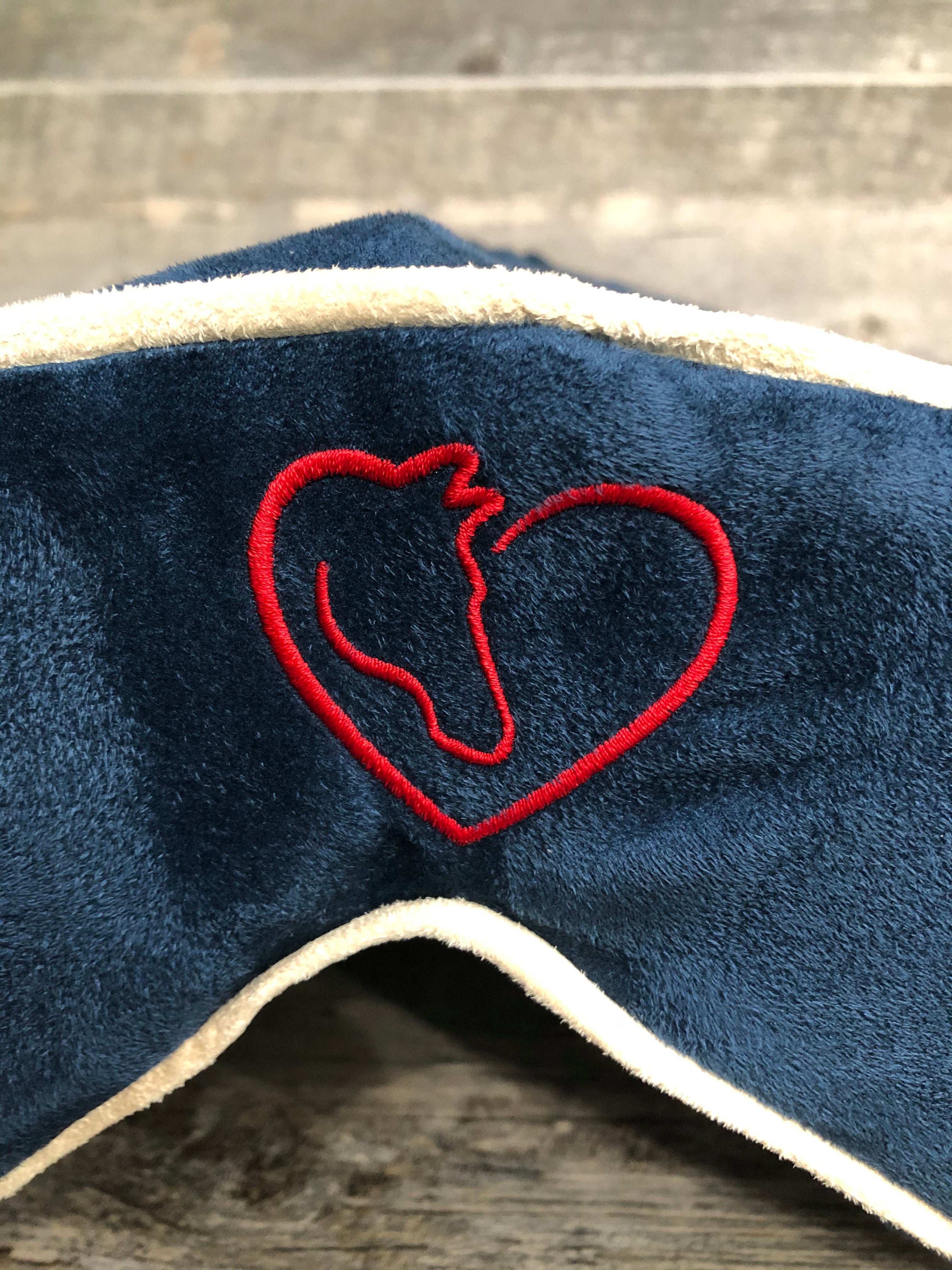SaddleMattress Vertex Horse & Heart in Dark Blue with Cream Piping